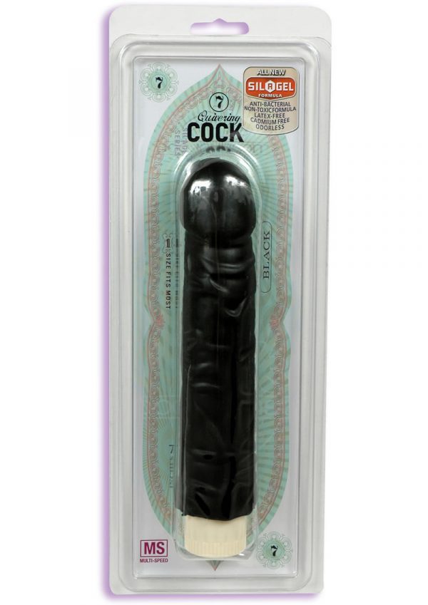Quivering Cock Vibrator With Sleeve Sil A Gel 8 Inch Black