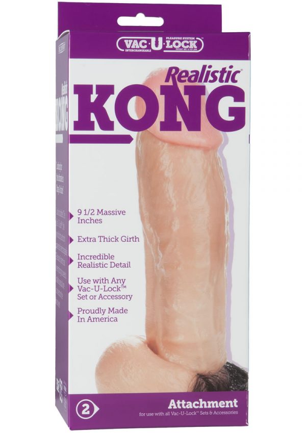 Vac U Lock Kong Realistic Cock With Hair Vanilla 9.5 Inch