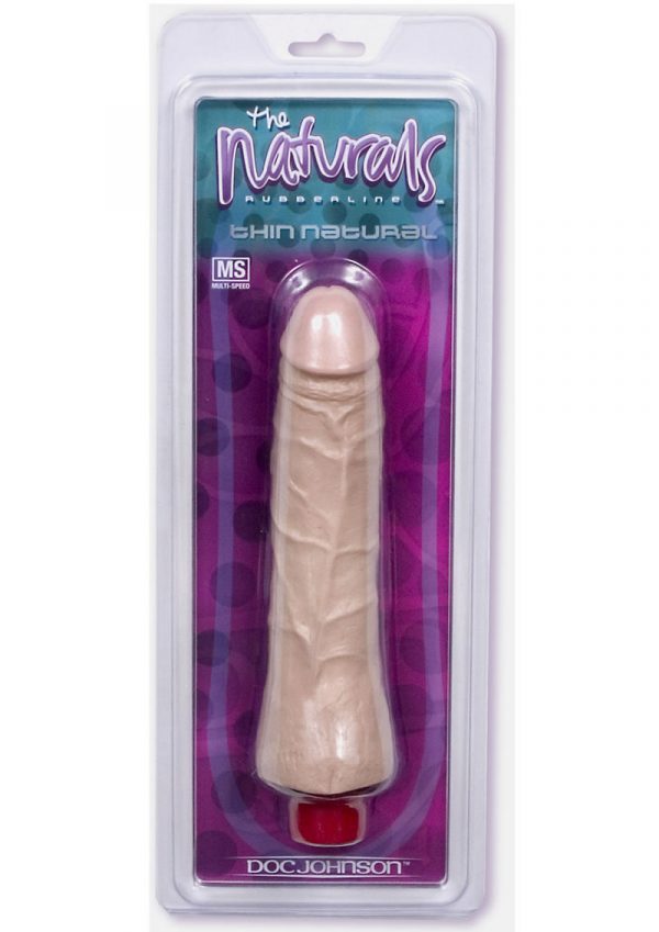 The Naturals Twist Bottom Thin Realistic Vibrating Dong 8 Inch Flesh