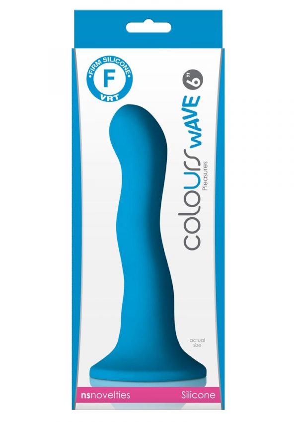 Colours Wave 6in Blue Silicone Dildo Non-Vibrating Suction Cup Base