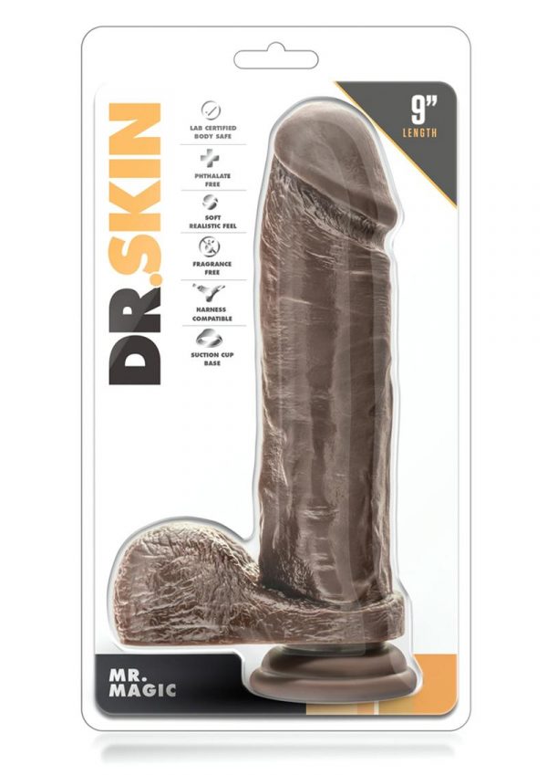 Dr Skin Mr Magic Realistic Dildo Chocolate 9 Inch