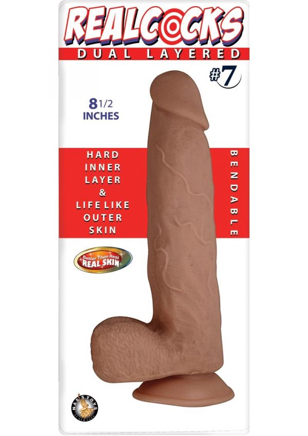 Realcocks Dual Layered 07 Bendable Dildo Waterproof Brown 8.5 Inch