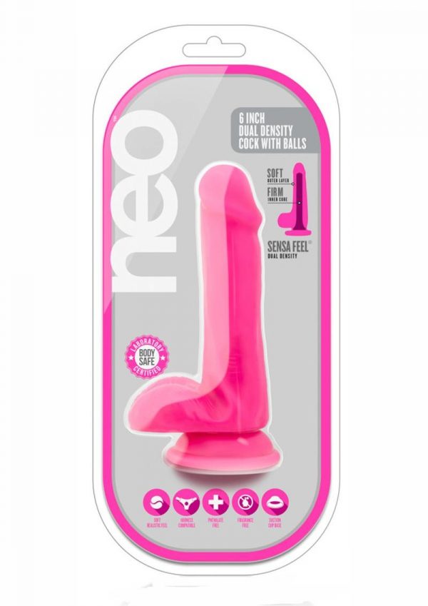 Neo Dual Density Realistic Cock With Balls Pink 6 Inch