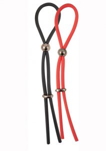 My Cockring Rubber Adjustable Extreme Cocktie Waterproof Black And Red 2 Per Pack