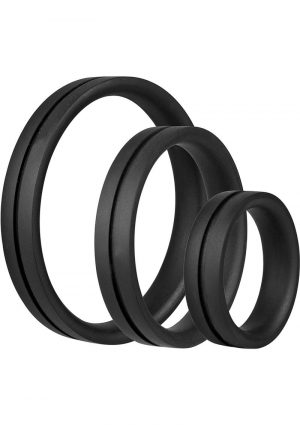 Ringo Pro X3 Silicone Cock Rings Set Waterproof Black 3 Piece Pack
