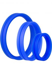 Ringo Pro X3 Silicone Cock Rings Set Waterproof Blue 3 Piece Pack
