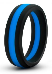 Performance Silicone Go Pro Cock Ring Black/Blue 1.5 Inch Diameter