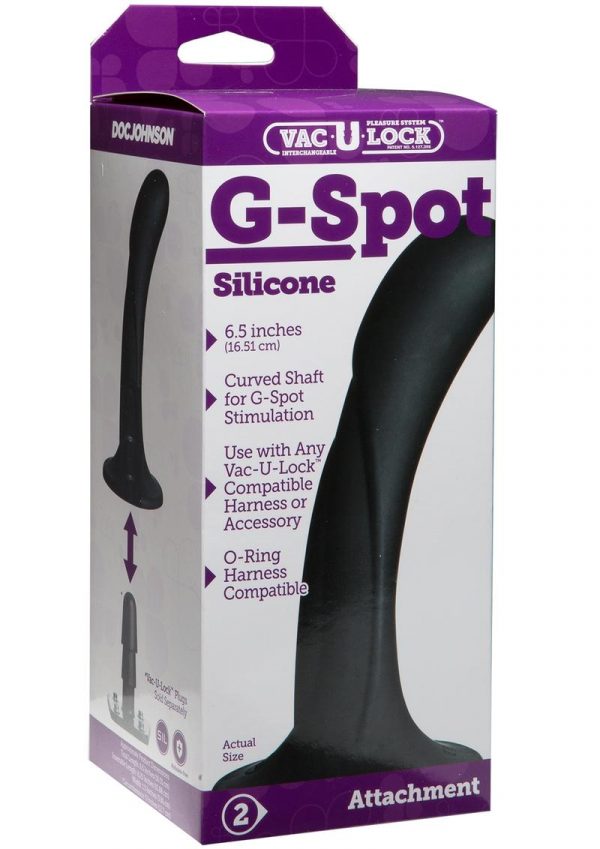 Vac U Lock G-Spot Silicone Curved Dildo Harness Attachment Black 6.5 Inch