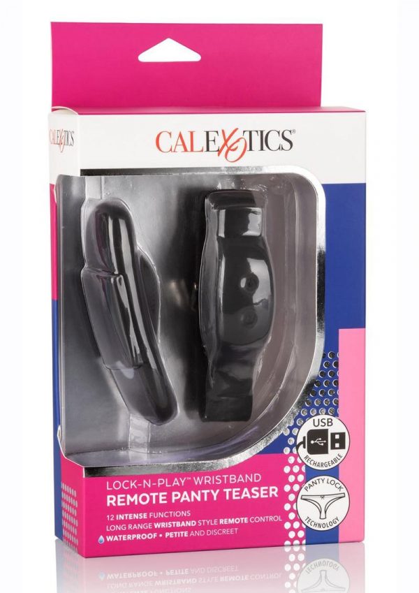 Lock N Play Wristband Remote Panty Tease Massager Silicone Black