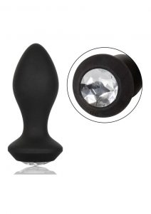 Power Gem Vibrating Petite Crystal Probe Silicone Waterproof USB Rechargeable Anal Vibe Black 4.25 Inch