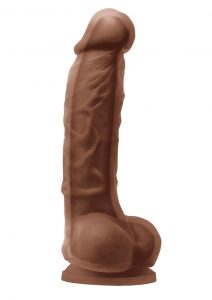 Colours Dual Density 5in Silicone Dildo With Balls Realistic - Caramel
