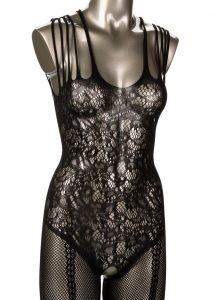 Scandal Strappy Lace Body Suit One Size Black