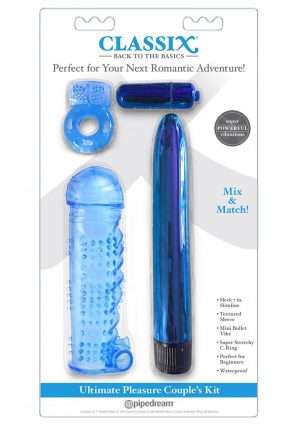 Classix Ultimate Pleasure Couples Kit Waterproof Textured Blue