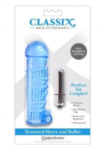 Classix Textured Sleeve and Bullet Vibrator Waterproof Blue