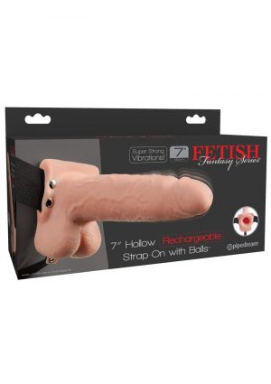 Fetish Fantasy Hollow Rechargeable Strap-On With Balls Flesh 7 Inches