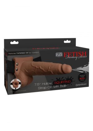 Fetish Fantasy Hollow Squirting Strap-On With Balls Tan 7.5 Inches