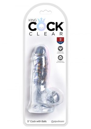 King Cock Clear 5 inch  With Balls Dildo Non Vibrating