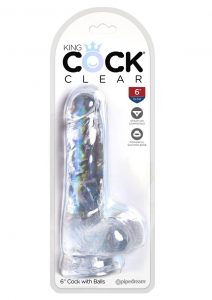 King Cock Clear 6 inch  With Balls Dildo Non Vibrating