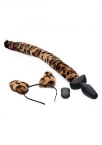Tailz Waggerz Wireless Remote Controll Moving And Vibrating Tail Anal Plug and Ears Leopard