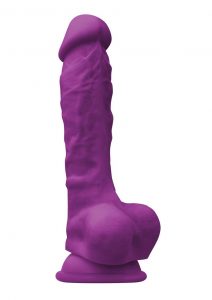 Colours Pleasure 7in Silicone Dildo With Balls - Purple