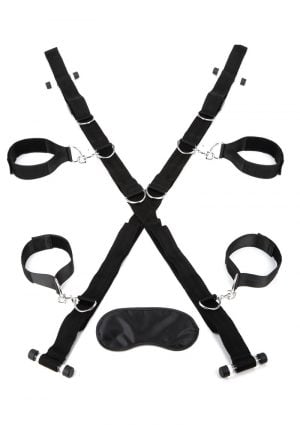 Lux Fetish Over The Door Cross With 4 Universal Soft Restraint Cuffs Adjustable