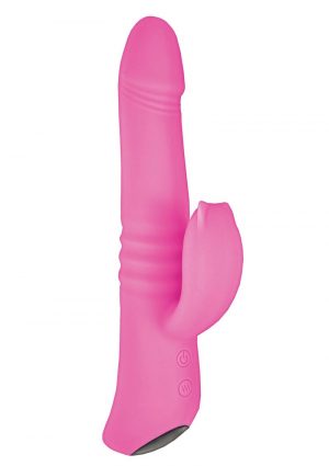 Devine Vibes Heat Up Dynamic Stroker USB Rechargeable Silicone Thrusting Vibe Waterproof Pink 9 Inches
