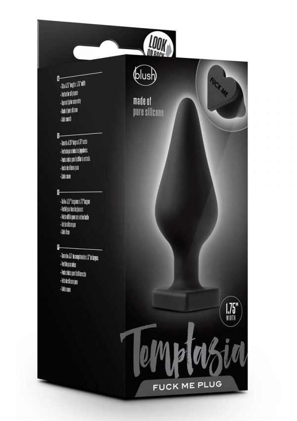 Temptasia Fuck Me Silicone Anal Plug Black 4.25 Inch