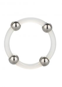 Steel Beaded Silicone Cock Ring Large Clear
