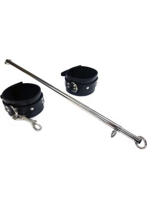 Rouge Adjustable Leg Spreader Bar With Leather Cuffs - Black