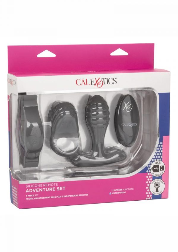 Calexotics Silicone Adventure Anal Plug Kit With Remote Control - Black