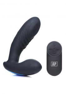 Alpha-Pro 7x P-Thump Rechargeable Vibrating Tapping Silicone Prostate Stimulator - Black **Special Order**