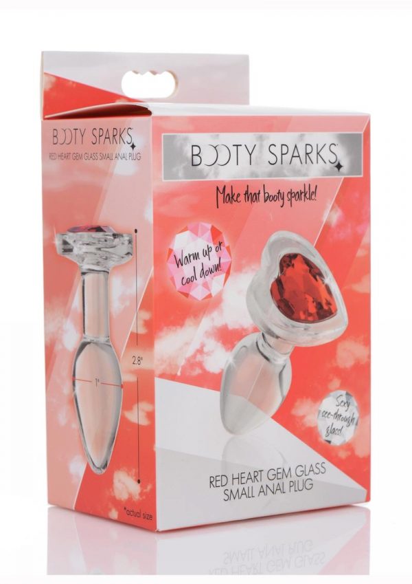 Booty Sparks Red Heart Glass Anal Plug - Small - Red