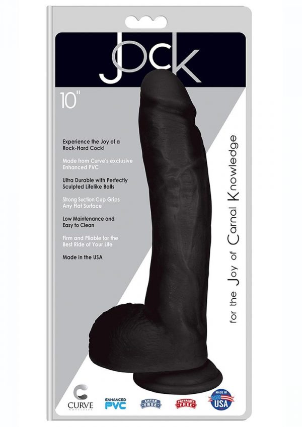 Jock Realistic Dildo With Balls 10in - Black