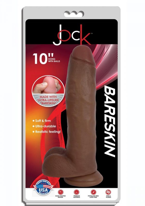 Jock Bareskin Realistic Dong With Balls 10in - Caramel