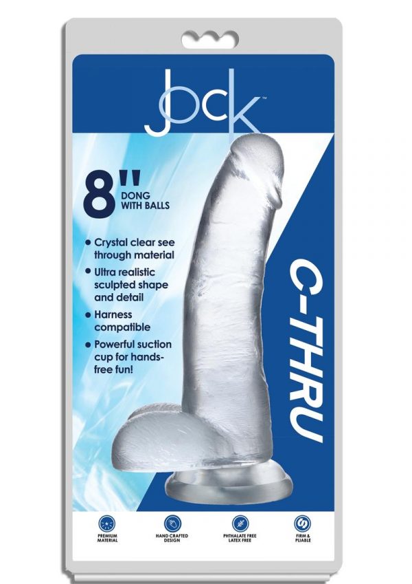 Jock C-Thru Realistic Dong With Balls 8 in - Clear