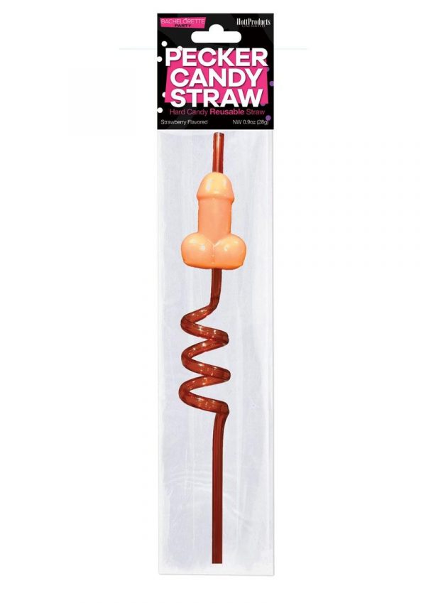 Candy Pecker Straw Strawberry Flavored Lollipop