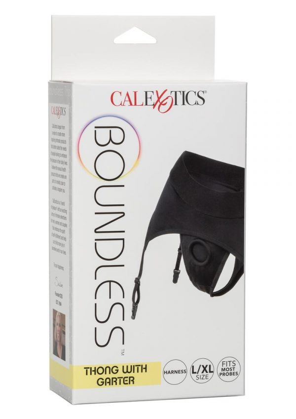 Boundless Thong With Garter Harness - L/XL - Black