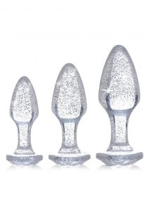 Booty Sparks Glitter Gem Anal Plug Set 3pc - S/M/L - Silver