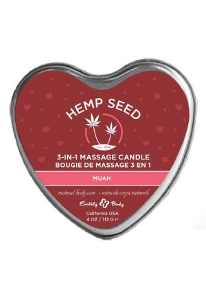 Earthly Body Hemp Seed 3 in 1 Heart Massage Candle Muah 4oz