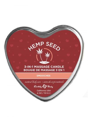 Earthly Body Hemp Seed 3 in 1 Heart Massage Candle Smooches 4oz