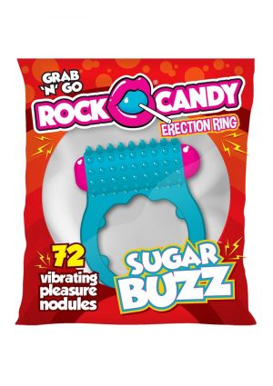 Rock Candy Sugar Buzz Vibrating Cock Ring - Blue