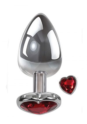 Adam andamp; Eve Heart Gem Anal Plug Small - Silver/Red