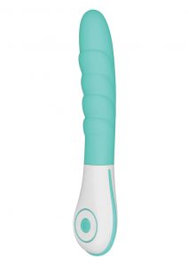 Ovo Silkskyn Rechargeable Silicone Ribbed Vibrator - Aqua/White
