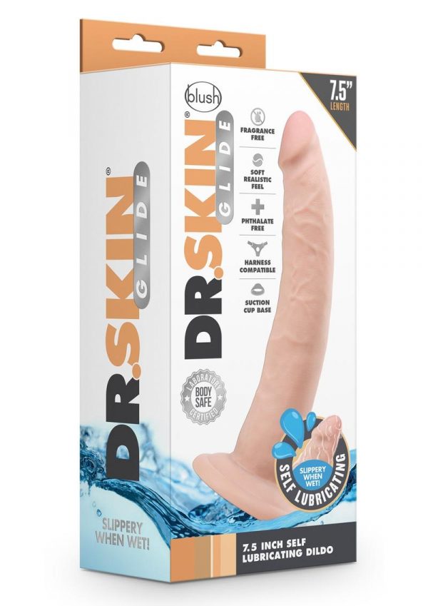 Dr. Skin Glide Self Lubricating Dildo 7.5in - Vanilla