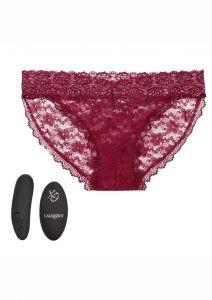 Remote Control Rechargeable Lace Panty Set - Small/Medium - Red