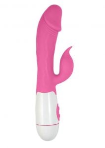 Lotus Sensual Massager #6 Silicone Rabbit Vibrator - Pink/White