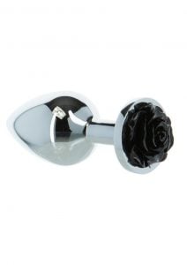 Lux Active Rose Anal Plug 3.5in - Silver/Black