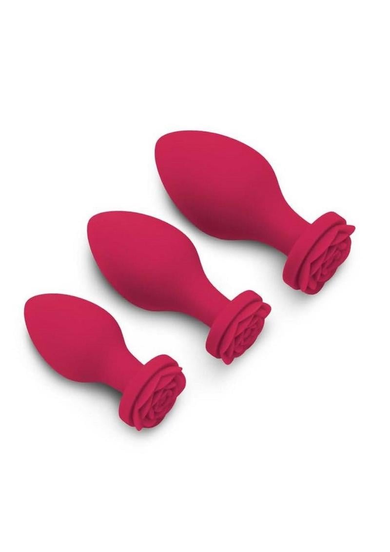 Secret Kisses Rosegasm Butt Bouquet Training Set Silicone Plugs (3 Piece) - Red