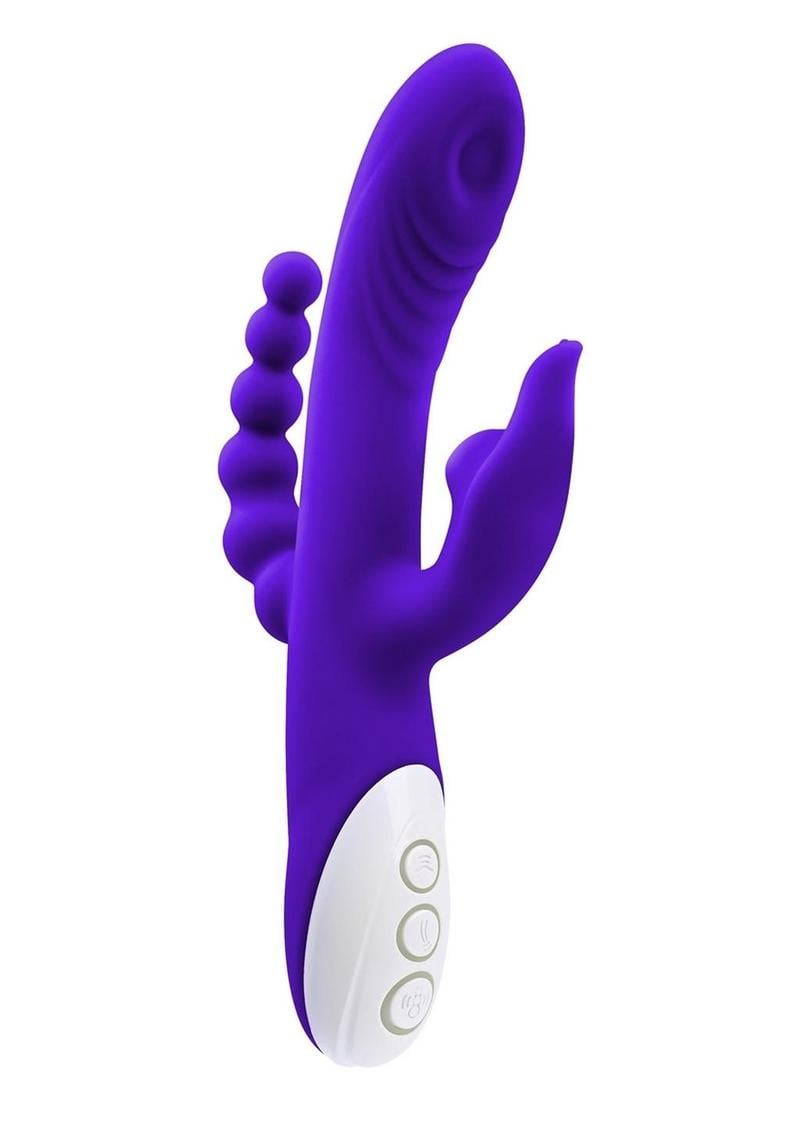 Lick Me Triple Stim Rechargeable Silicone Vibrator - Purple