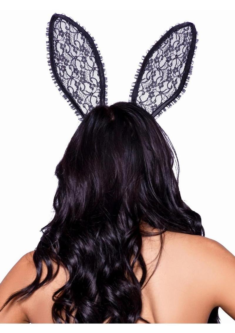 Leg Avenue Ruffle Bunny Ears - O/S - Black